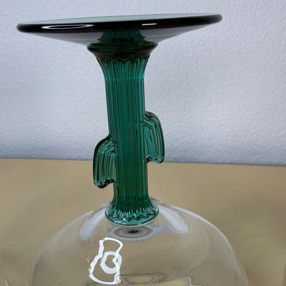 Southwestern Set of 4 Cactus Stem Margarita Glasses